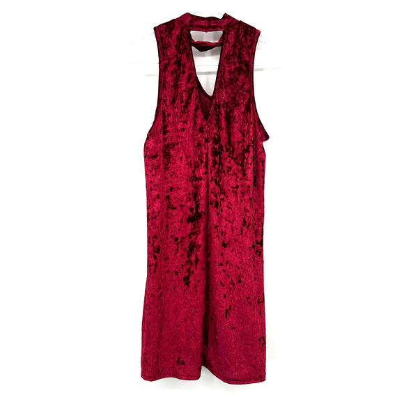 Altar'd State size medium red faux velvet sleeveless dress cutout back and chest - Picture 3 of 6